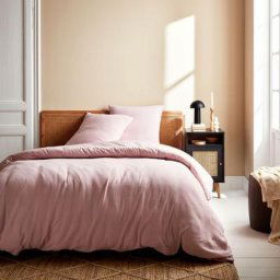 Alice's Garden - Parure de lit gaze de coton rose avec taie d'oreiller 240x220 cm