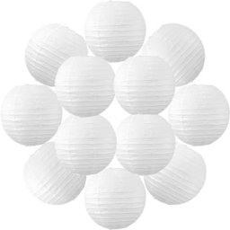 12x Lanterne Papier 20 cm Blanche - Suspension Boule Papier 20 cm (12'') type Lanterne Japonaise