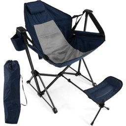 Costway - Chaise de Camping Pliante Inclinable avec Repose-pieds Rétractable Oreiller de Tête Sac