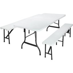 Casaria - Ensemble Table et bancs 3 pièces camping Ensemble de jardin pliant 180 cm Extérieur