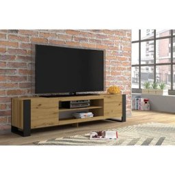 Bim Furniture - Meuble tv mondi 188 cm Chêne Artisan Noir Mat - chêne artisan / noir mat