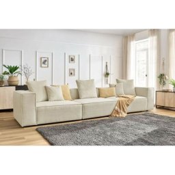 Canapé modulable BOBOCHIC - Canapé droit fixe modulable 4 places VAUBAN velours côtelé Beige - Beige