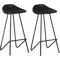 Lot de 2 Tabourets Hauts, Tabourets de bar 2 pcs Noir Cuir véritable,Scandinave pour Cuisine, salle