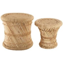 Atmosphera - Set de 2 tables d'appoint en corde naturel Naturel clair - Naturel