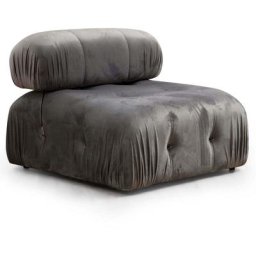 Fauteuil ou module 1 place Nourhane Velours Gris - Gris