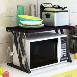 Dyhf - Support de Four à Micro-Ondes Organisateur de Cuisine avec 4 Crochets Noir