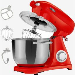 Arebos - Robot Pâtissier Professionnel 1800W Retro Rouge Faible Bruit Robot de Cuisine