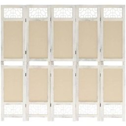 Cloison de séparation 5 panneaux Crème 175x165 cm Tissu Vidaxl n/a