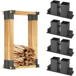 Aide à l'empilage du bois de chauffage Noir 4x - Aufun