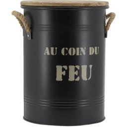 Tabouret et seau à pellets - Métal laqué Au coin du feu