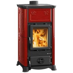 Poele a' bois La Nordica Extraflame Emiliana en fonte 7,3 kW bordeaux 186 m chauffe