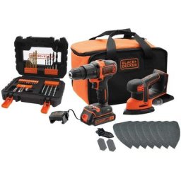 Black&decker - Kit combo 18V BCK23S1SA41 : perceuse combinée sans fil + souris sans fil noir/orange