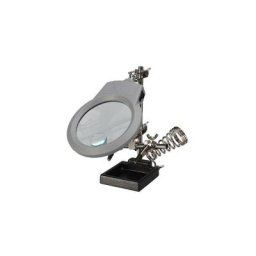 Troisième main avec loupe, lampe led et support pour fer à souder Velleman VTHH3N