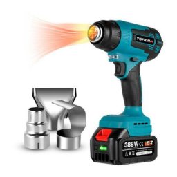 Décapeur thermique 2000W 50600℃ Pistolet à Air Chaud avec 3 accessoires - 1 batterie et un chargeur