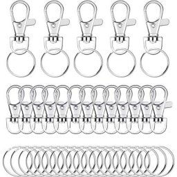 80 Pièces Porte-clés Rotatif(40 Mousquetons et 40 Porte-clés),Mousqueton Porte Clé,Anneaux Porte