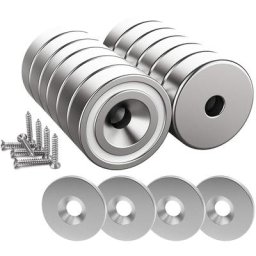 12 pièces Aimants en néodyme 10 KG force 20 x 7 mm avec trou et capsule, aimant en pot fraisé avec