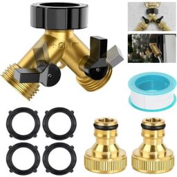 Robinet Double Machine a Laver, Répartiteur Raccord Robinet Tuyau d'Arrosage en y 2 Voies pour