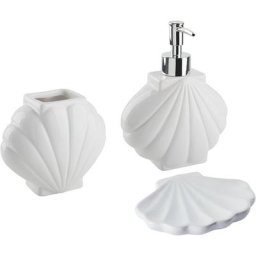 Ensemble d'Accessoires de Salle de Bain 3 Pièces Dolomite Glamour Blanc Shell - Blanc