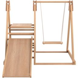 Aire de jeux en bois 3 en 1 pour enfants - Avec toboggan, balançoire, échelle - Pour