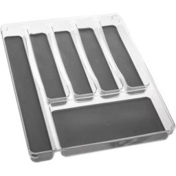 Range-couverts 6 compartiments Tidy Smart - 5 five simply smart - Transparent et gris anthracite