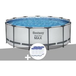 Bestway - Kit piscine tubulaire Steel Pro Max ronde 3,96 x 1,22 m + 6 cartouches de filtration