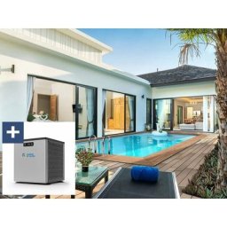 Piscine bois rectangle Aruba - 5.00 x 3.00 x 1.24 m + Mini pompe à chaleur 3.5kW - Métal - Gris