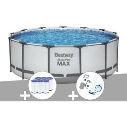 Bestway - Kit piscine tubulaire Steel Pro Max ronde 3,96 x 1,22 m + 6 cartouches de filtration +