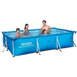 Bestway - 56404 Piscine rectangulaire bleu acier Power 300x201x66 cm avec cadre de jardin exte'rieur