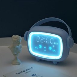 BDD - Petit réveil veilleuse enfants étudiant chambre réveil bleu
