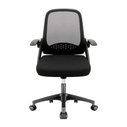 Chaise de Bureau avec Accoudoirs Pliables Noir Fauteuil Ergonomique en Maille Respirante Siège de