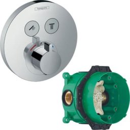 Hansgrohe - Lot Facade pour mitigeur thermostatique encastré avec 2 fonctions chromé + Corps