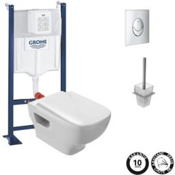 Pack WC suspendu sans bride JACOB DELAFON Struktura + Bati-support GROHE + accessoires carrés,