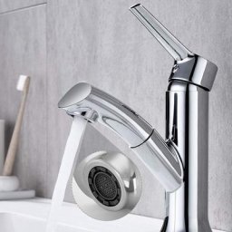 Robinet Salle de Bain avec Douchette Extractible, Mitigeur Monocommande de Lavabo, Robinetterie
