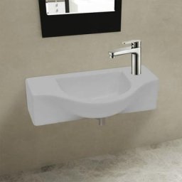 Vasque à trou pour robinet céramique Blanc pour salle de bain FR38589
