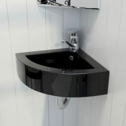 Vasque salle de bain - Moderne Lavabo avec trou de trop-plein 45x32x12,5 cm Noir FR17874