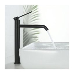 Robinet de Lavabo Noir Mat Mitigeur Salle de Bain Bec Haut pour Vasque Robinet Salle de Bain