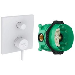 Facade pour mitigeur bain/douche encastré blanc mat + Corps encastré universel pour robterie Ibox