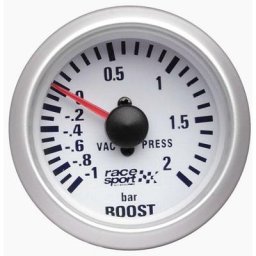 Manometre Pression turbo - fond blanc - diametre 52mm - Blanc