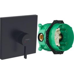 Hansgrohe - Facade pour mitigeur douche encastré noir mat + Corps encastré universel pour robterie