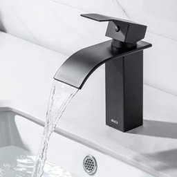 Robinet de Lavabo Cascade, Mitigeur Cascade Noir, Robinet Salle de Bains Monotrou Sur Plage,