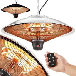 Chauffage radiant de plafond 2.000 w 3 réglages de chaleur avec lampe led + télécommande Argent