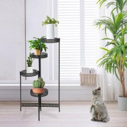 Tagère à Fleurs Pliables en Fer Forgé, Porte Plante Echelle avec 4 Tablettes, Étagère Plante