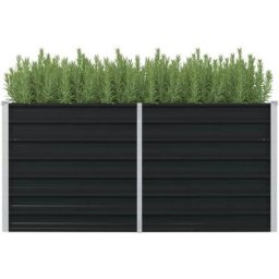 Jardinière surélevée Bac a Fleur | Anthracite 160x80x77 cm Acier galvanisé 65726 - Anthracite