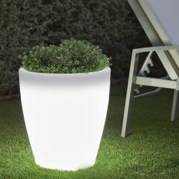 Pot lumineux rond 40 solaire+batterie rechargeable led rgb avec télécommande ø40x43cm - Moovere