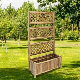Jardinière Bac a Fleur | Lit surélevé de jardin avec treillis Bambou 70 cm 60909 - Brun