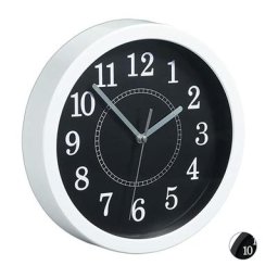 Horloge Murale Ronde, 20 cm, Petite Pendule à accrocher au Mur, Design Classique, Piles, Blanche,