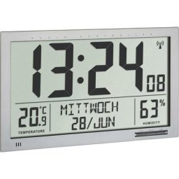 60.4517.54 radiopiloté(e) Horloge murale 368 mm x 230 mm x 29 mm argent grand écran - Tfa Dostmann