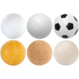 Mélange de balles de baby-foot, 6 ou 12 pièces, 6 sortes différentes (liège, pe, pu, abs), diamètre