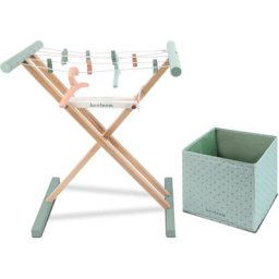 Beeloom - Cheval à linge pliable, en bois naturel, jouet Montessori, jeu d'imitation pour enfants