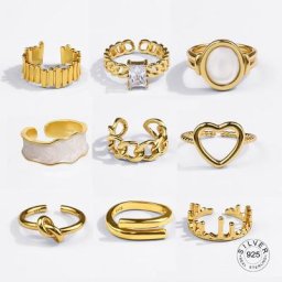 Bagues en argent 925 pour femmes matiques antiques réglables bijoux en chimfine poignée grand